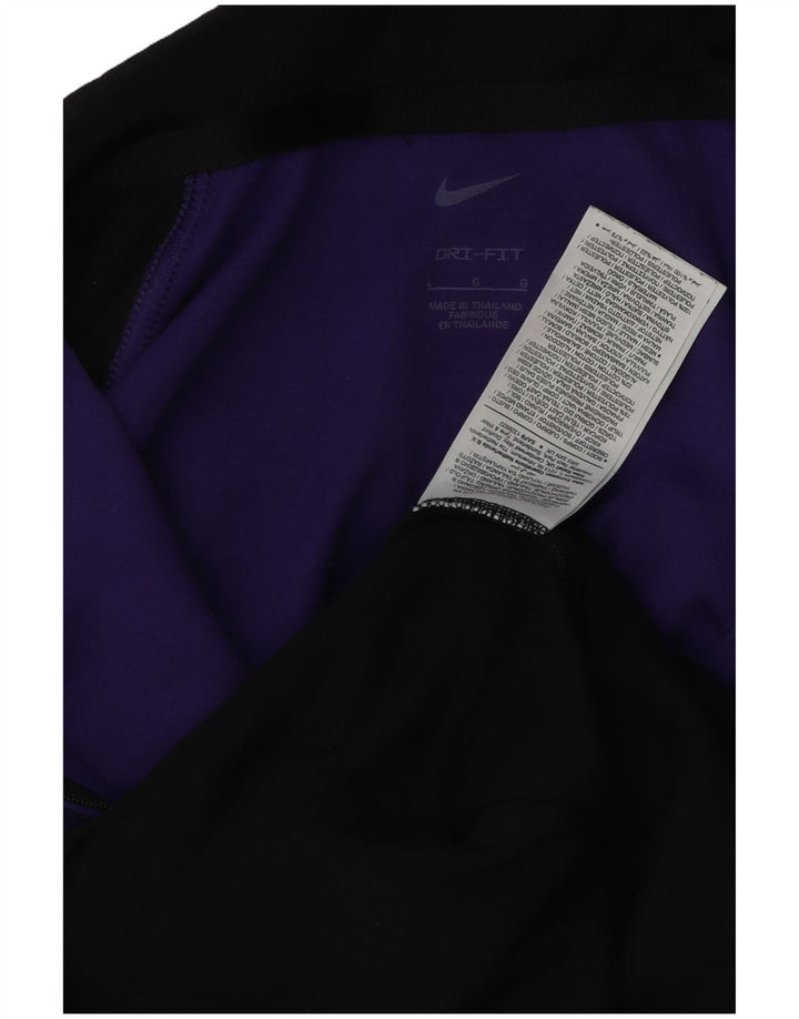 Nike Herren-Kapuzenpullover mit Reißverschluss am Hals, groß, schwarzes Farbblock-Polyester