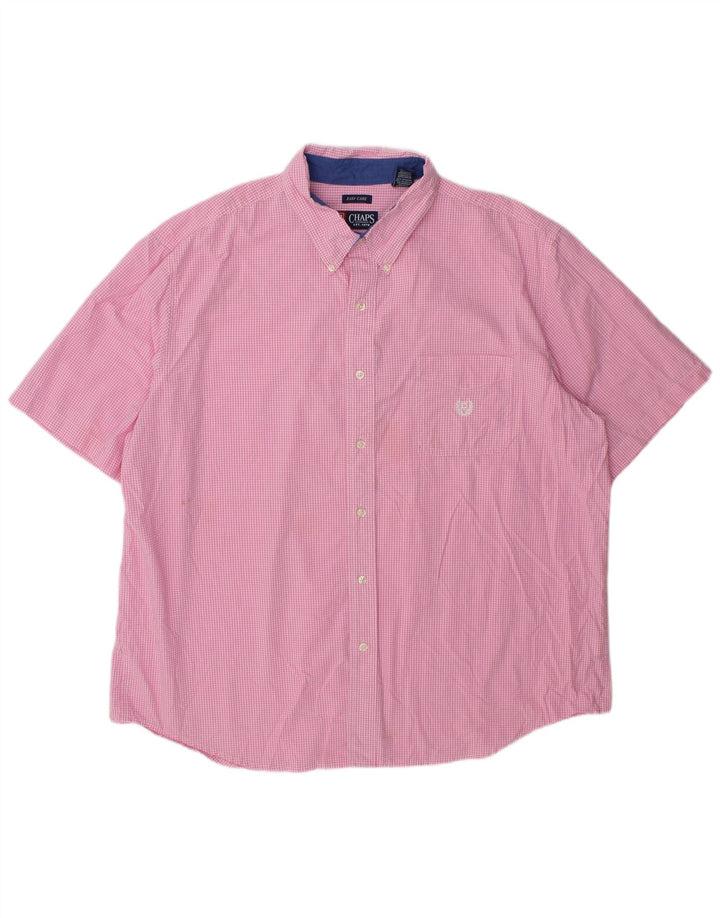 Chaps Herren Kurzarmhemd 2XL Pink Gingham Baumwolle