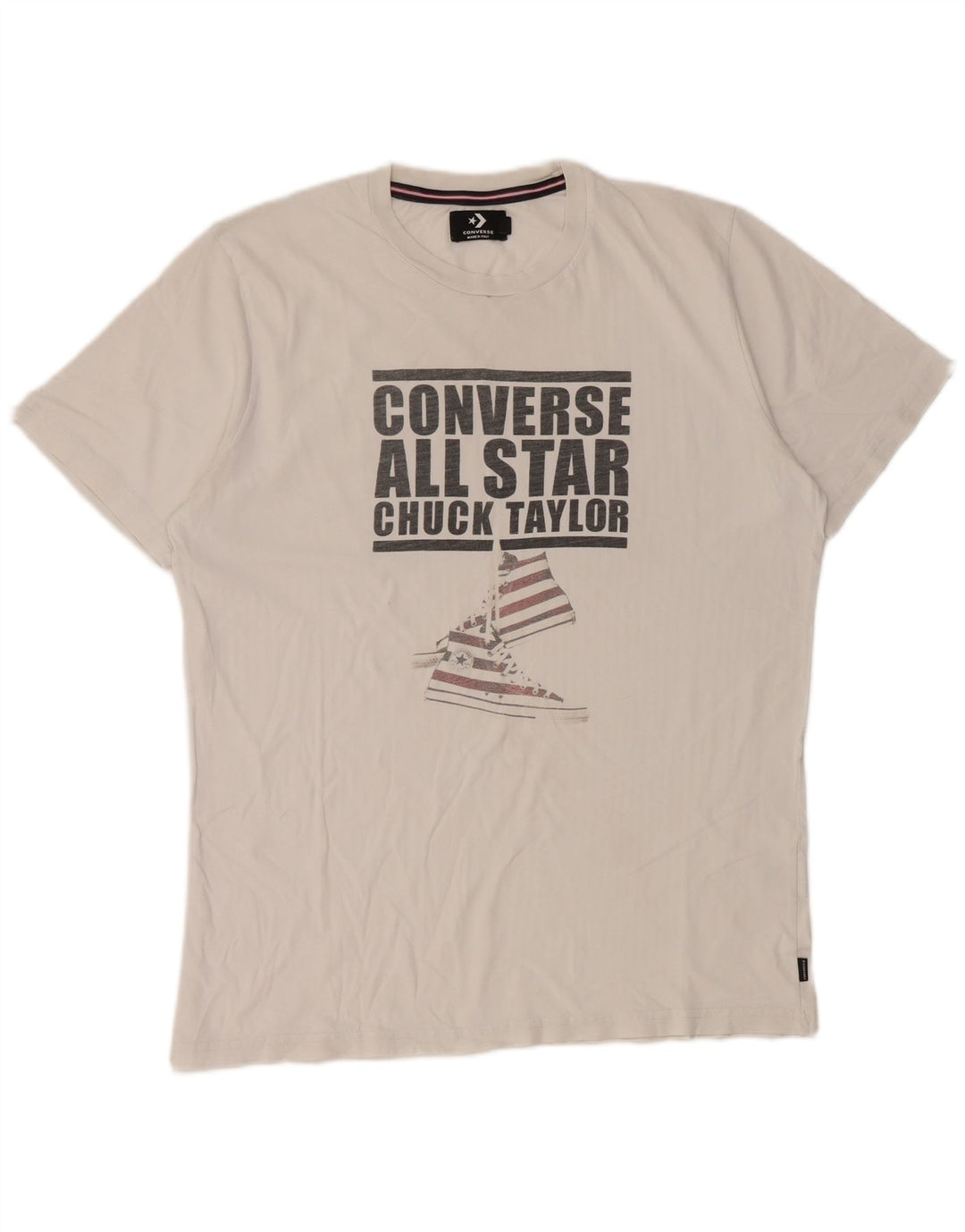 Converse Herren Chuck Taylor Graphic T-Shirt Top aus mittelweißer Baumwolle