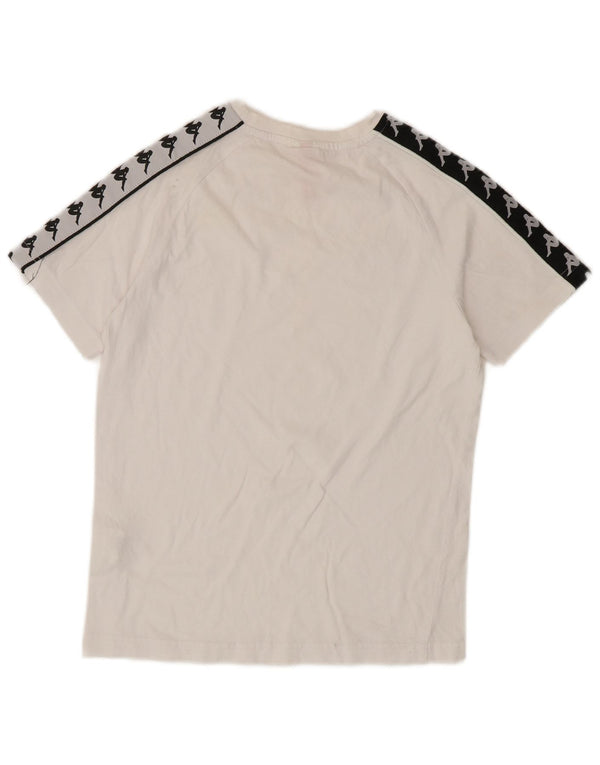 Kappa Womens Graphic T-Shirt Top UK 6 XS Weiße Colourblock-Baumwolle