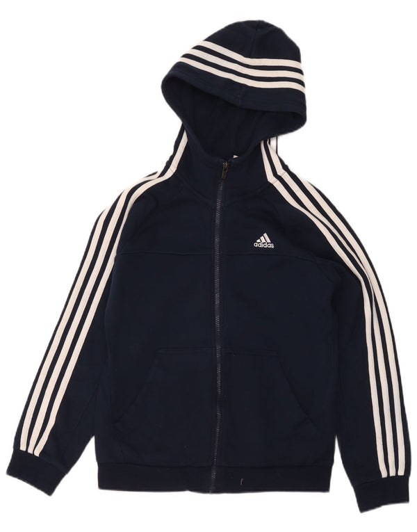 Adidas Jungen-Kapuzenpullover mit Reißverschluss, 11–12 Jahre, marineblaue Baumwolle