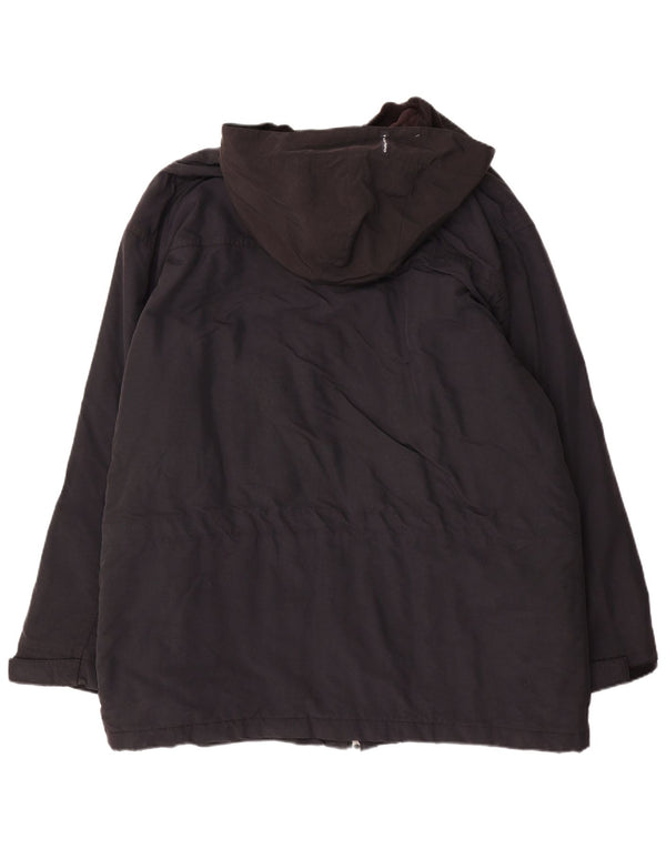 Timberland Mens Hooded Windbreaker Coat UK 40 Large Black Nylon