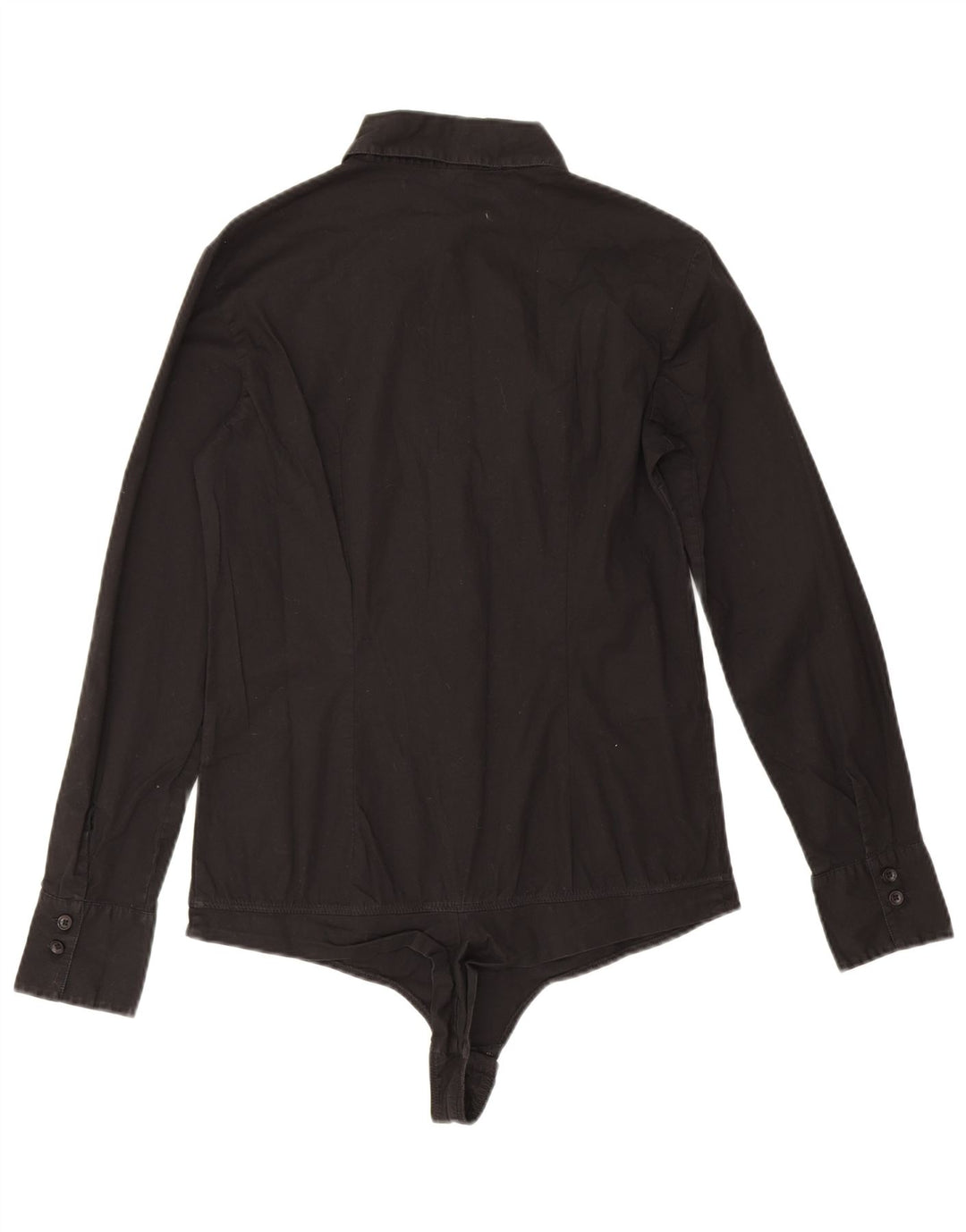 Benetton Damen Langarm-Shirt-Bodysuit UK 12 Medium Schwarz