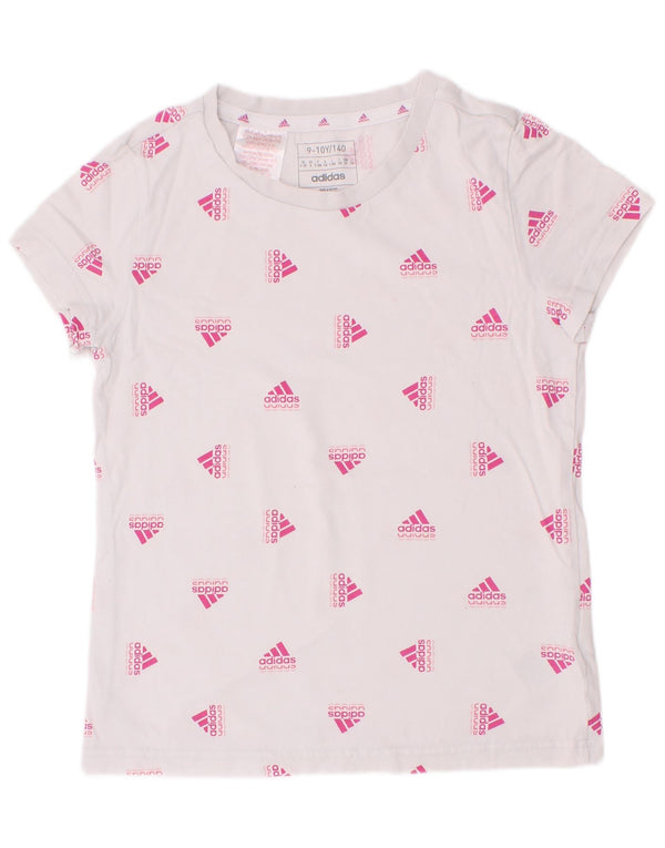 Adidas Mädchen T-Shirt mit Grafik, 9–10 Jahre, weiße Baumwolle