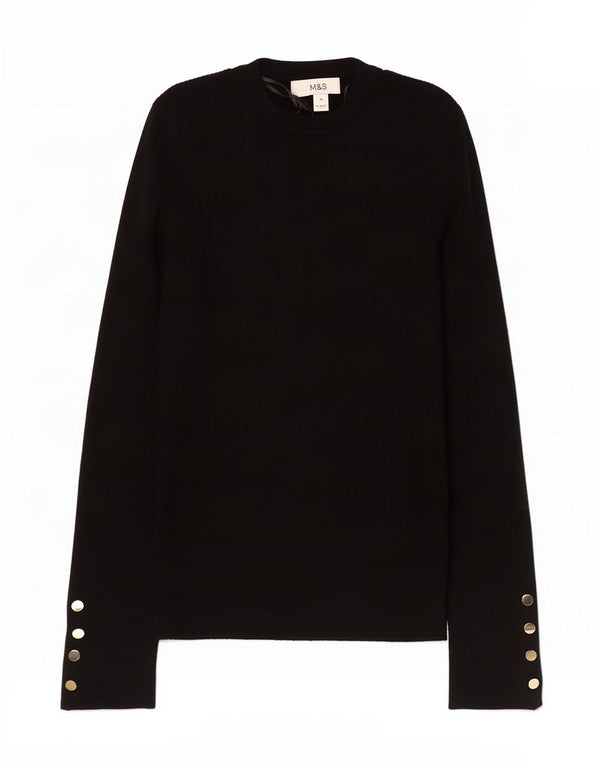 Marks & Spencer Damen-Pullover mit Rundhalsausschnitt, Gr. 10, Größe S, Schwarz, Viskose