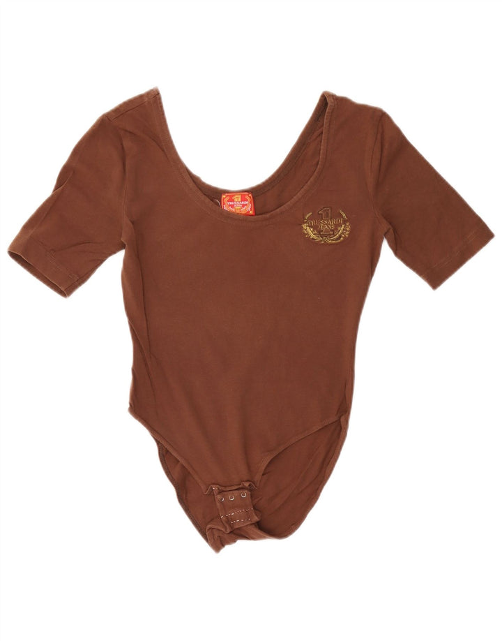 Trussardi Damen-Body aus brauner Baumwolle, UK 10, Größe S
