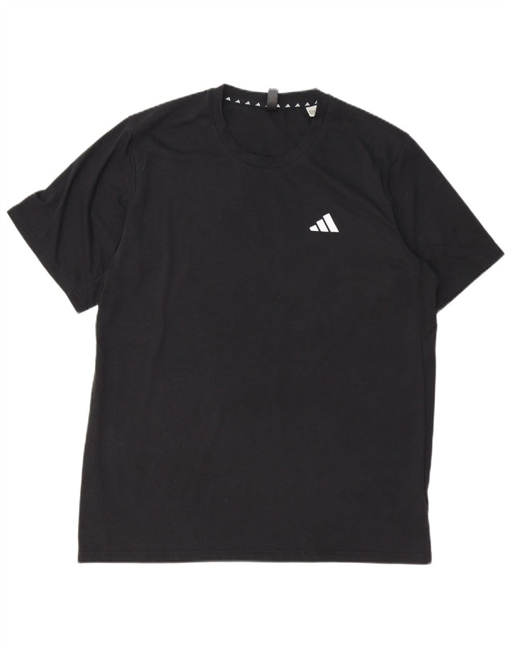 ADIDAS Herren Aeroready T-Shirt Top Große schwarze Baumwolle
