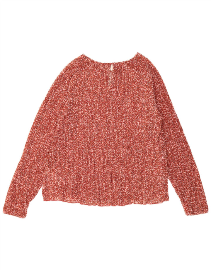MARKS & SPENCER Damen Langarm-Blusenoberteil UK 12 Mittelrot geblümt