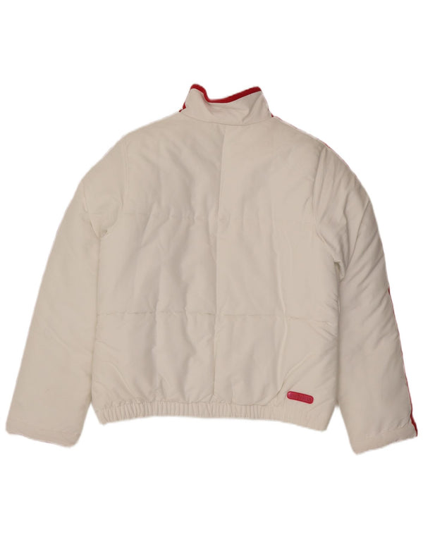 Adidas Damen Grafik gepolsterte Jacke UK 16 Large Weiß Polyester