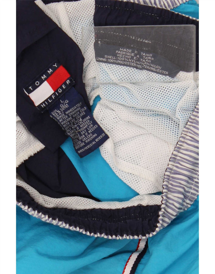 Tommy Hilfiger Herren-Badeshorts, normal, groß, blaues Colourblock-Nylon