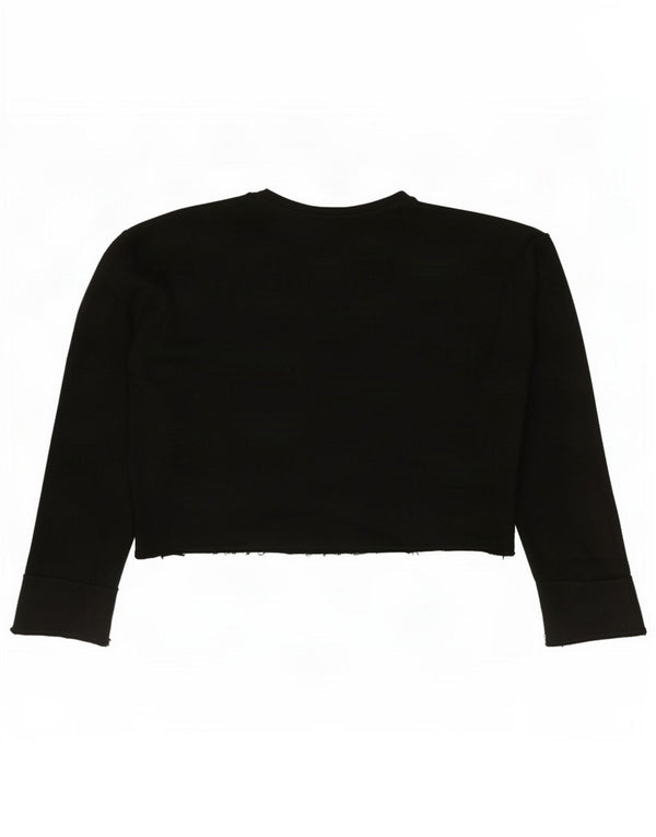 Zara Damen Crop Oversized Top Langarm UK 14 Mittelschwarze Viskose