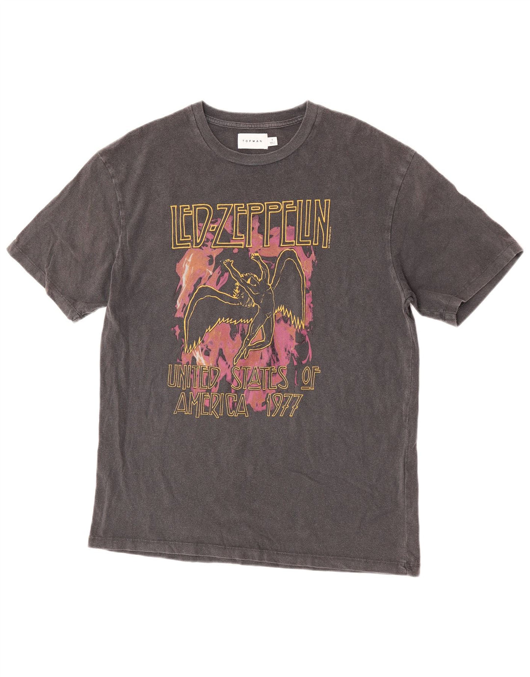Topman Herren-T-Shirt mit Grafik, Größe S, Grau, Baumwolle