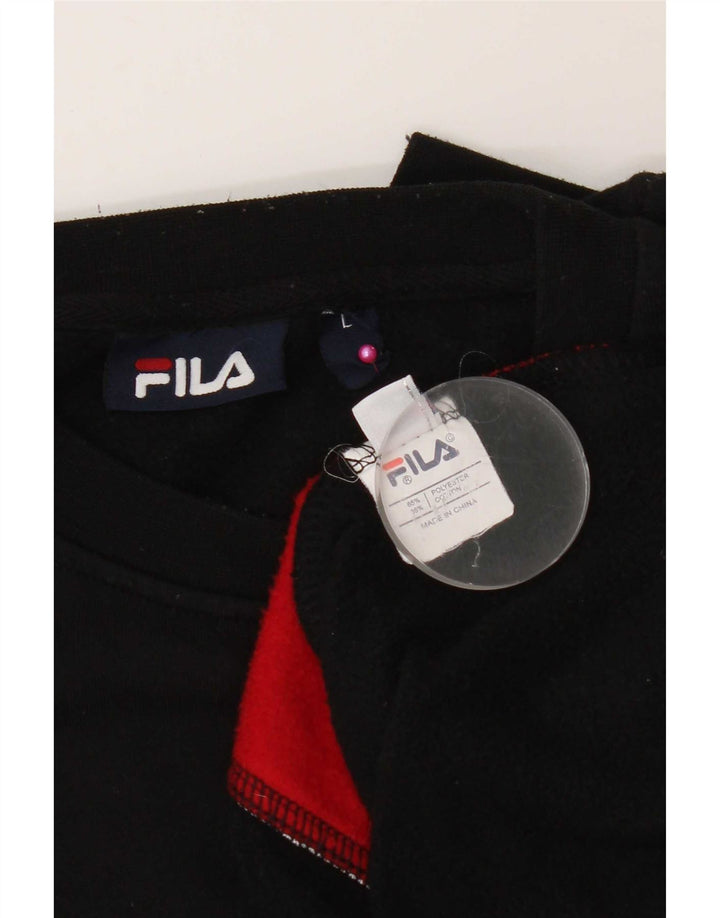 Fila Herren-Sweatshirt mit Grafik, groß, schwarzes Farbblock-Polyester