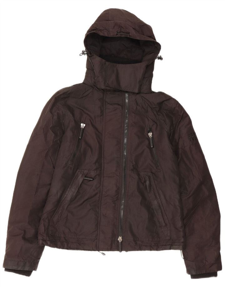 Superdry Damen-Windbreakerjacke mit Kapuze, UK 14, Größe L, Schwarz, Polyester