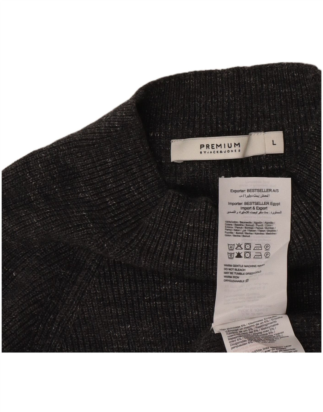 Jack & Jones Herren-Pullover mit Rollkragen, groß, grau meliert, Baumwolle