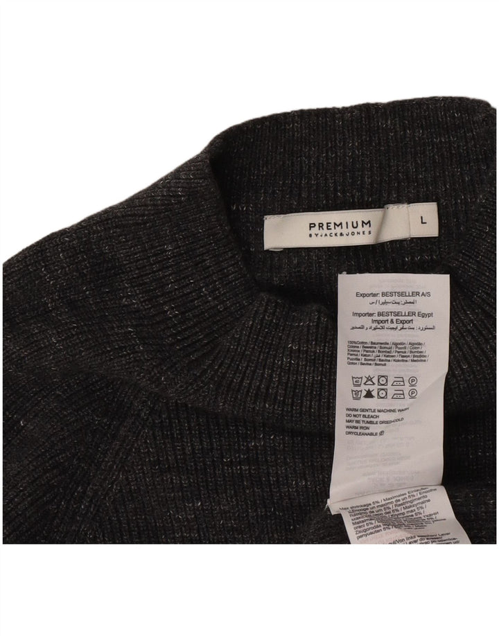 Jack & Jones Herren-Pullover mit Rollkragen, groß, grau meliert, Baumwolle