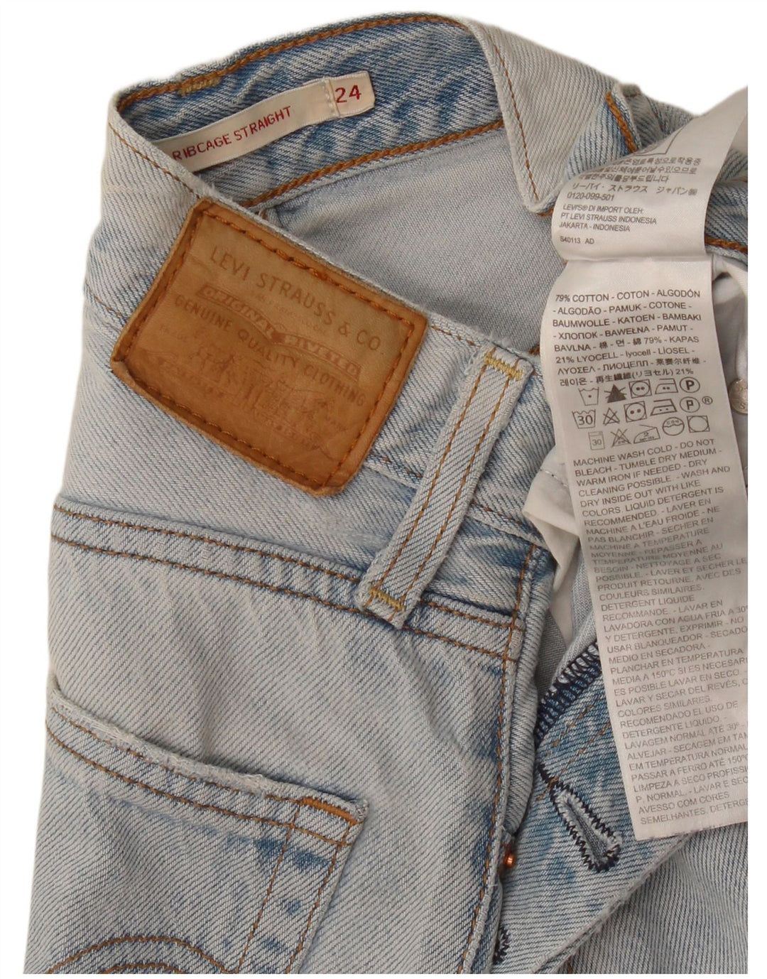 Levi's Damen Ribcage Straight Jeans W24 L26 Blaue Baumwolle