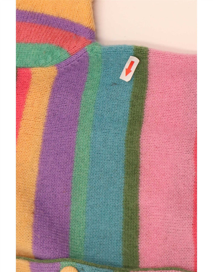 Benetton Damen-Cardigan-Pullover UK 10 Kleine mehrfarbig gestreifte Wolle