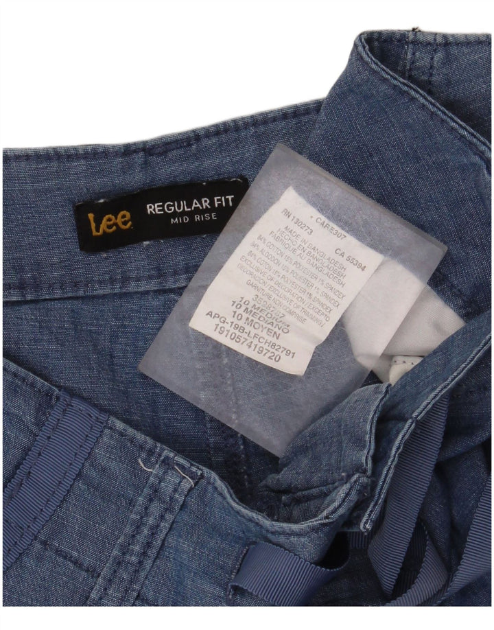 LEE Damen-Cargoshorts mit normaler Passform und mittelhohem Bund, US 10, Größe L, W34, blaue Baumwolle