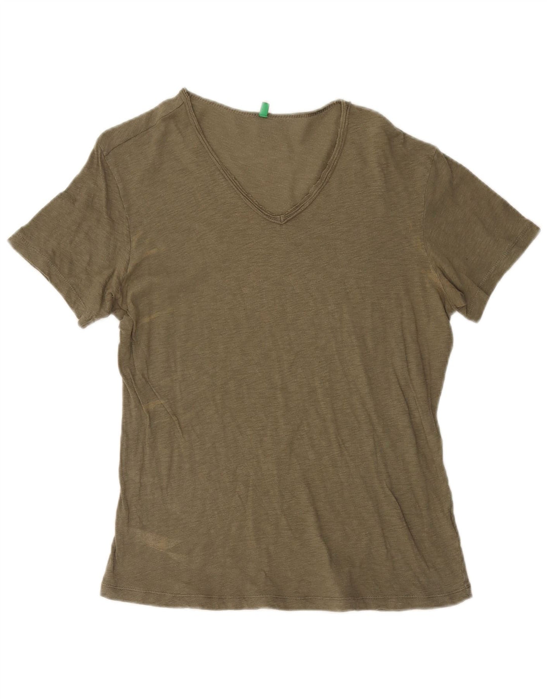 BENETTON Damen T-Shirt Top UK 16 Large Khaki