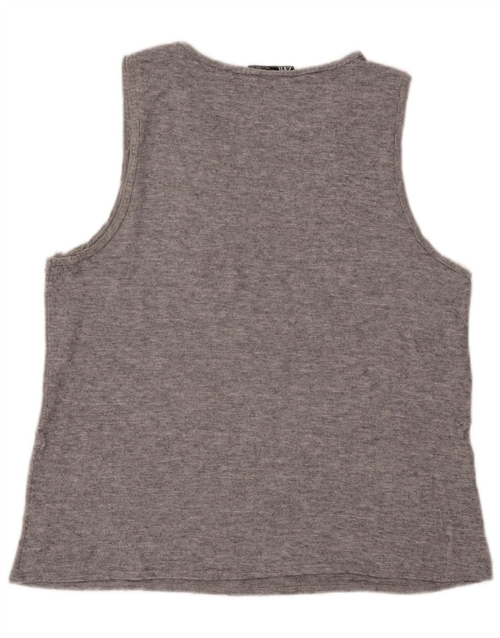Zara Damen Weste Top UK 16 Large Grau Fair Isle