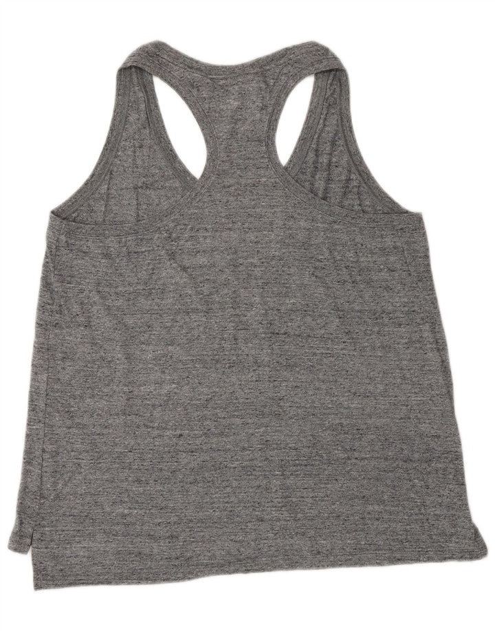 NIKE Damen-Trägershirt UK 14 Large Grau gefleckte Baumwolle