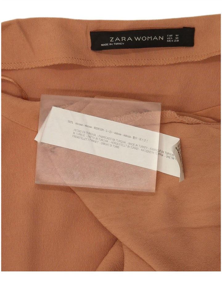 Zara Damen Top Langarm UK 12 Mittelbraune Viskose