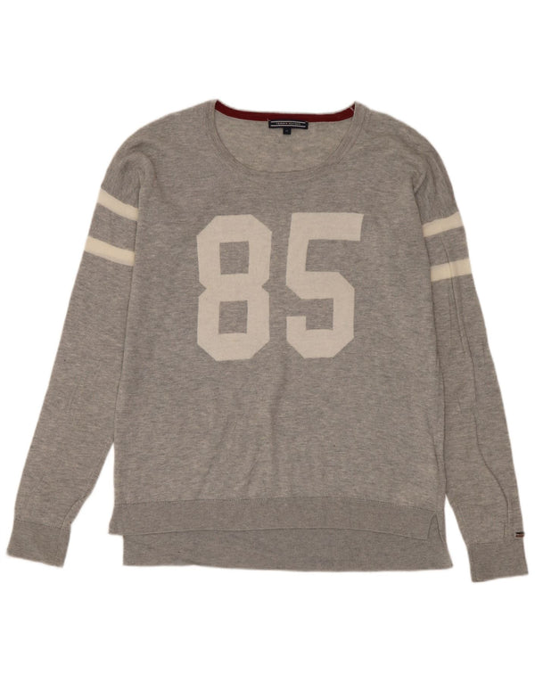 Tommy Hilfiger Herren-Pullover mit grafischem U-Boot-Ausschnitt, mittelgraue Wolle