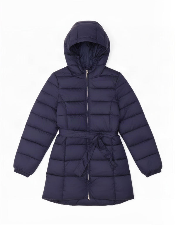 Benetton Wattierter Mantel für Mädchen mit Kapuze, 10–11 Jahre, XL, Marineblau, Polyamid