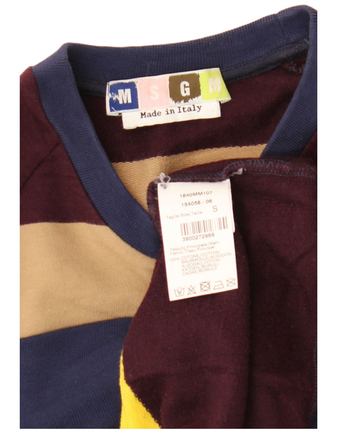 MSGM Herren-Sweatshirt, Pullover, klein, mehrfarbig, gestreift, Baumwolle