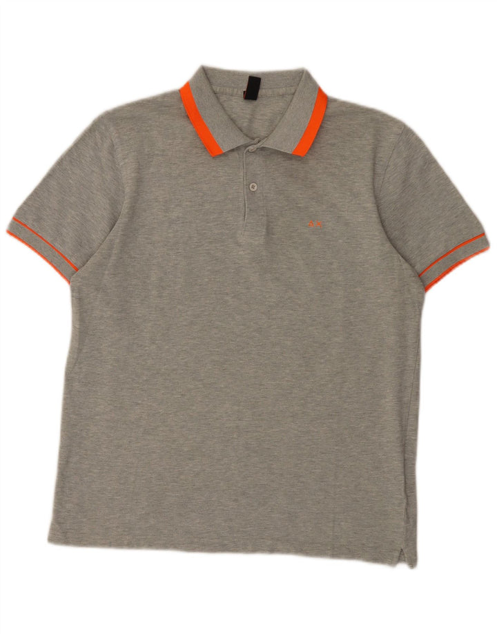 Sun68 Herren-Poloshirt aus mittelgrauer Baumwolle