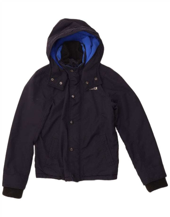 HOLLISTER Damen-Windbreakerjacke mit Kapuze, UK 10, Größe S, marineblaues Nylon