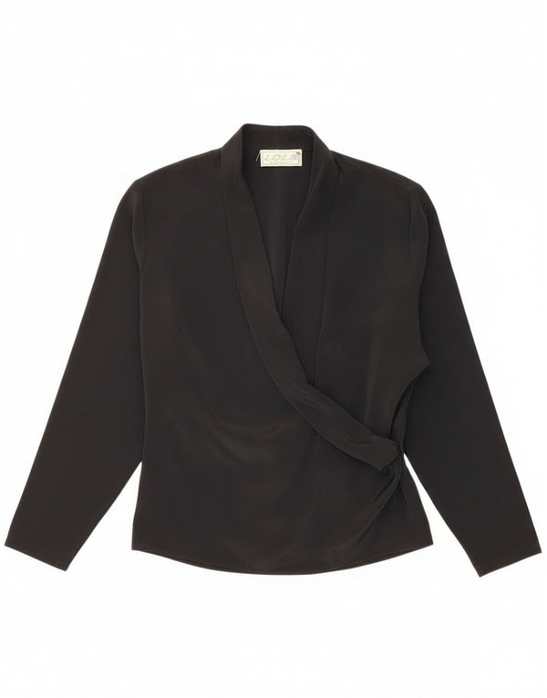 LOLA Damen Langarm-Blusenoberteil UK 12 Medium Schwarz