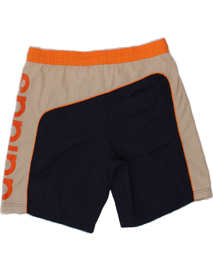 ADIDAS Mens Graphic Swimming Shorts Small Navy Blue Colourblock Polyester Vintage Adidas and Second-Hand Adidas from Messina Hembry 