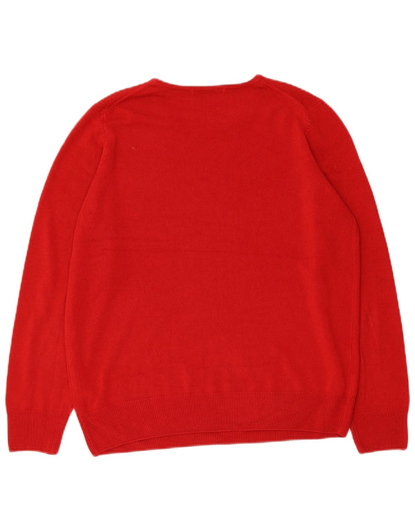 Marks & Spencer Damen Pullover mit Rundhalsausschnitt, UK 14, Mittelrot, Acryl