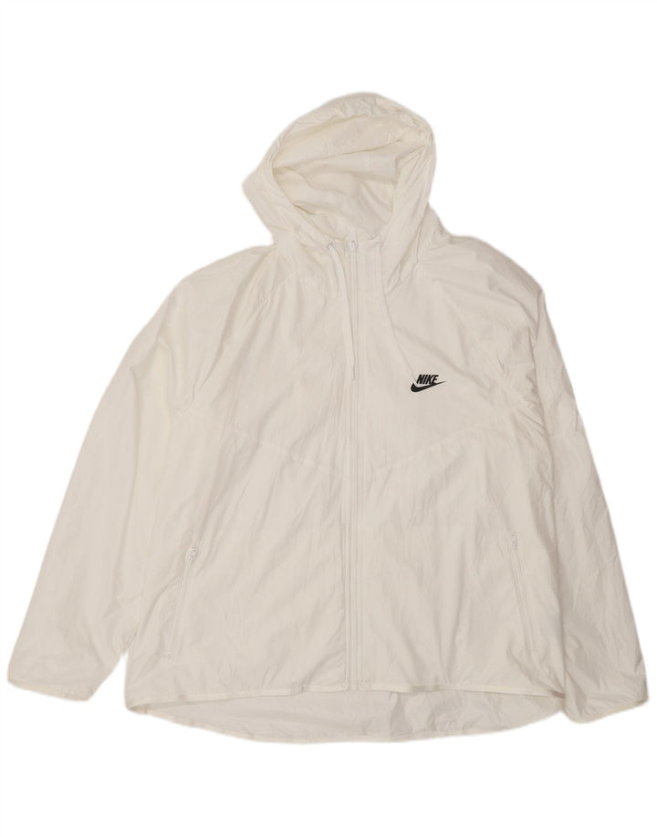 Nike Herren-Regenjacke mit Kapuze, UK 44, 2XL, weißes Polyester