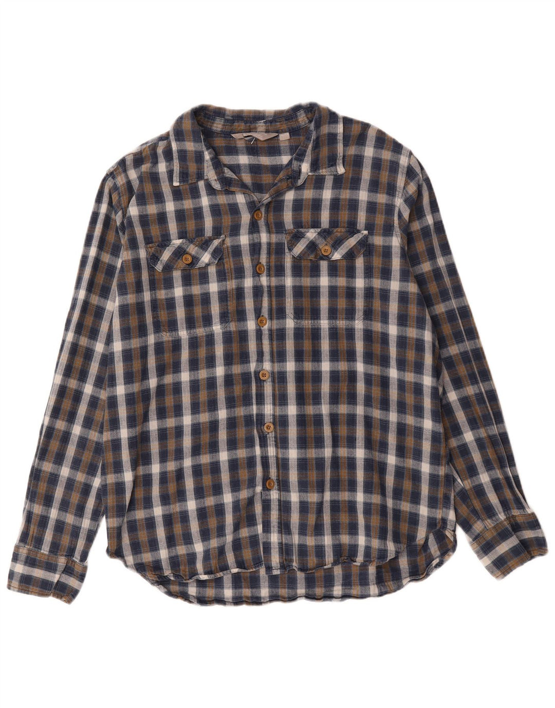 Mountain Warehouse Herren-Flanellhemd XL aus blau karierter Baumwolle