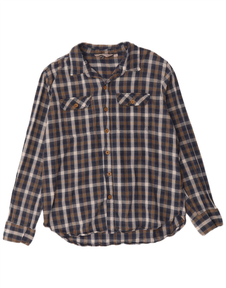 Mountain Warehouse Herren-Flanellhemd XL aus blau karierter Baumwolle