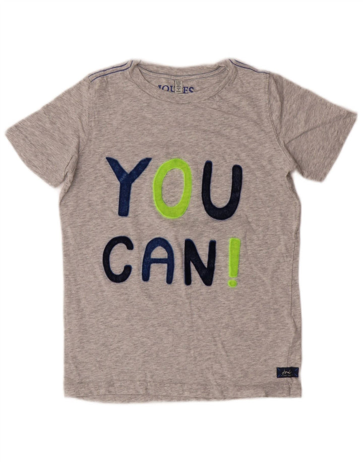 JOULES Boys Graphic T-Shirt Top 9-10 Years Grey Cotton