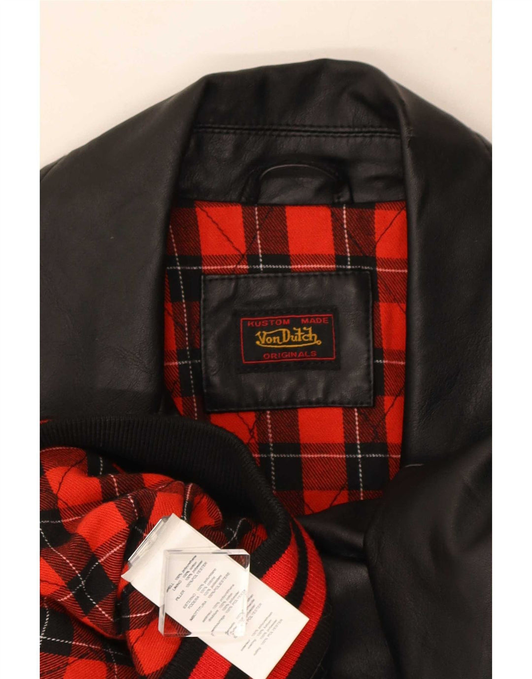 Von Dutch Damen-Bikerjacke aus Kunstleder, UK 10, Größe S, Schwarz, Polyurethan