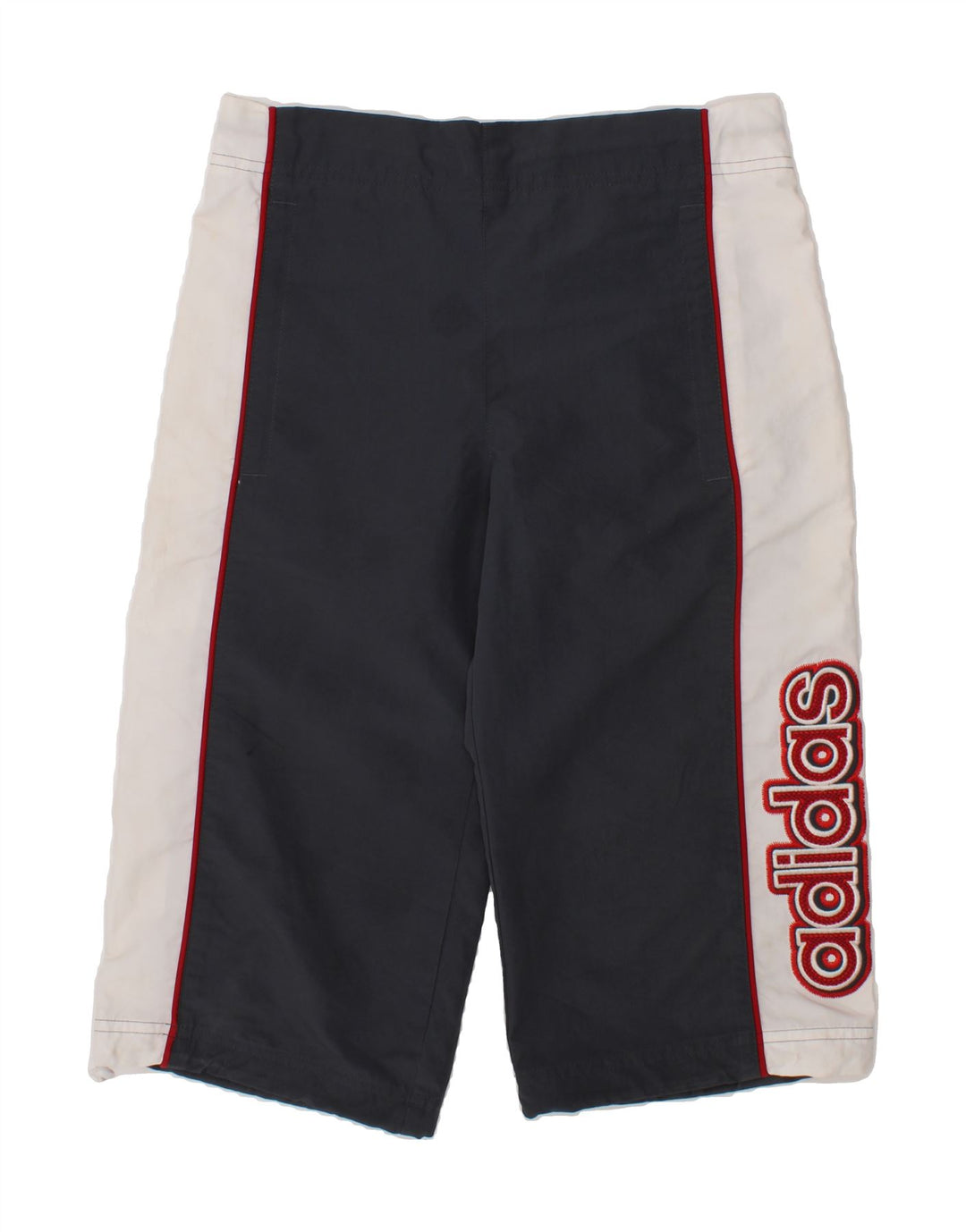 ADIDAS Boys Graphic Sport Shorts 9-10 Years Grey Colourblock Polyester Vintage Adidas and Second-Hand Adidas from Messina Hembry 