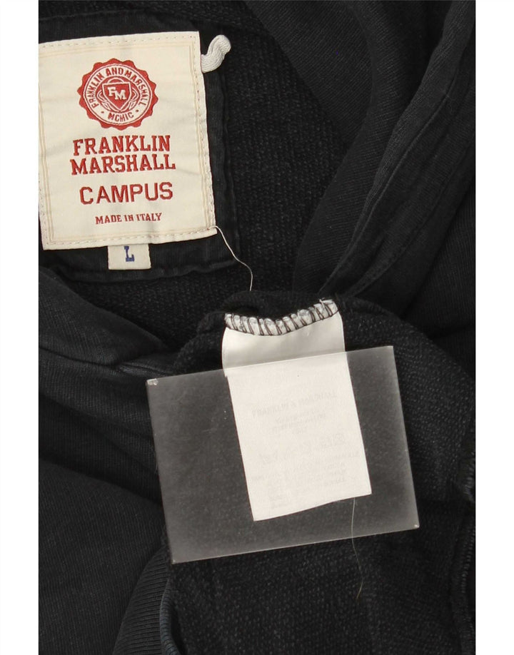 Franklin Marshall Herren-Kapuzenpullover, groß, aus schwarzer Baumwolle
