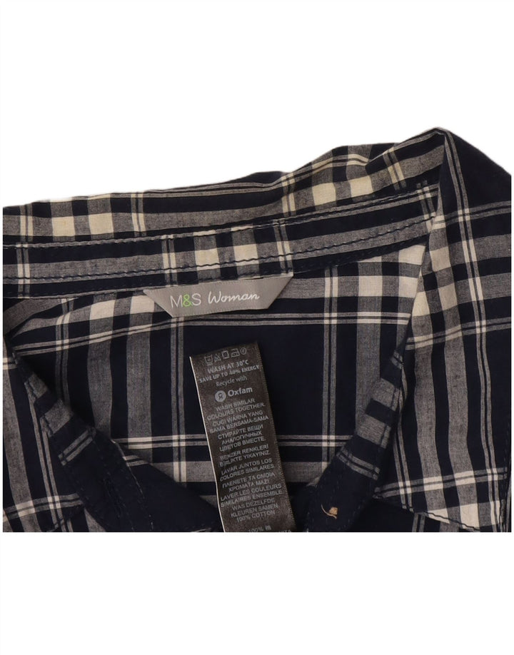 Marks & Spencer Damenhemd UK 16, groß, marineblau, kariert, Baumwolle
