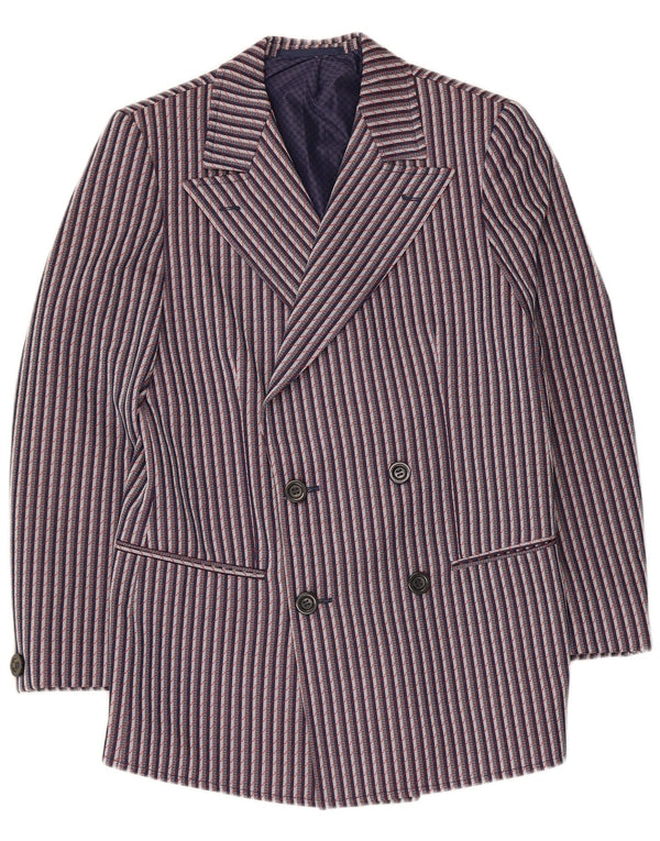 Vintage Damen Zweireihige Blazerjacke EU 44 XL Marineblau gestreift