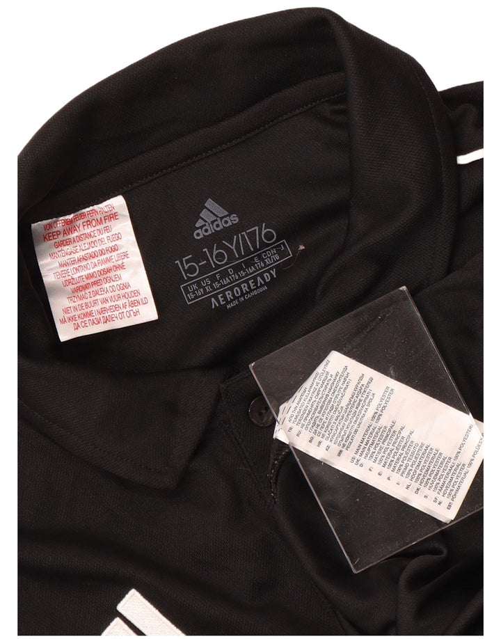 ADIDAS Aeroready-Poloshirt für Jungen, 15–16 Jahre, schwarzes Polyester