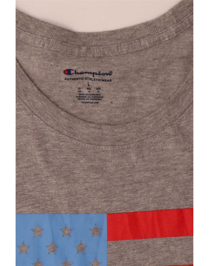 Champion Herren-T-Shirt mit Grafik, Größe L, Grau, Baumwolle