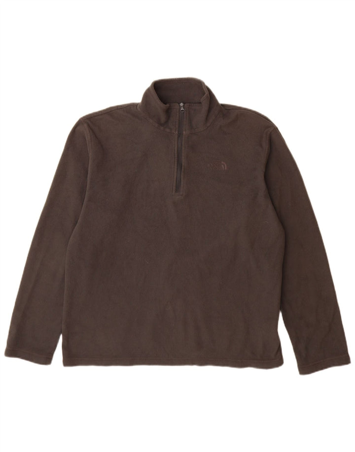 THE NORTH FACE Herren-Fleecepullover mit Reißverschluss am Hals, mittelgraues Polyester