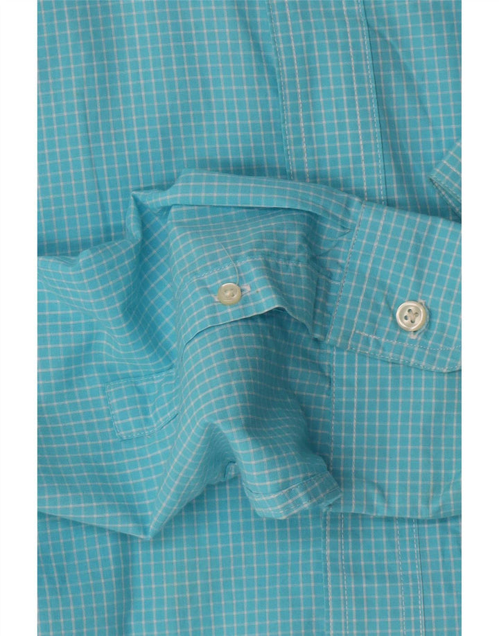 Chaps Herren-Hemd, pflegeleicht, XL, blau kariert, Baumwolle