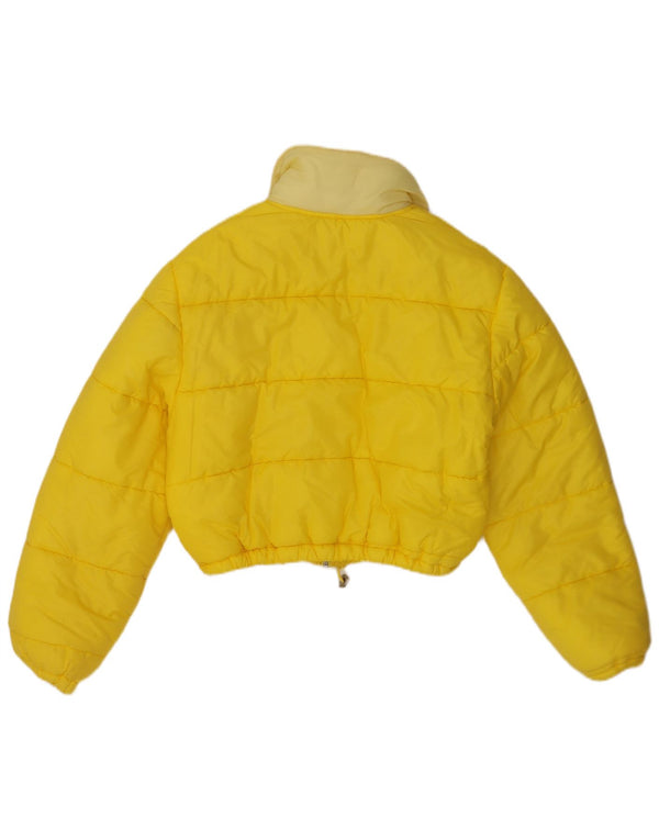 Vintage Damen Crop Wattierte Jacke UK 14 Mittelgelb