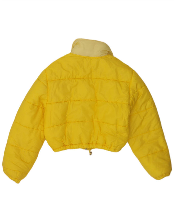 Vintage Damen Crop Wattierte Jacke UK 14 Mittelgelb